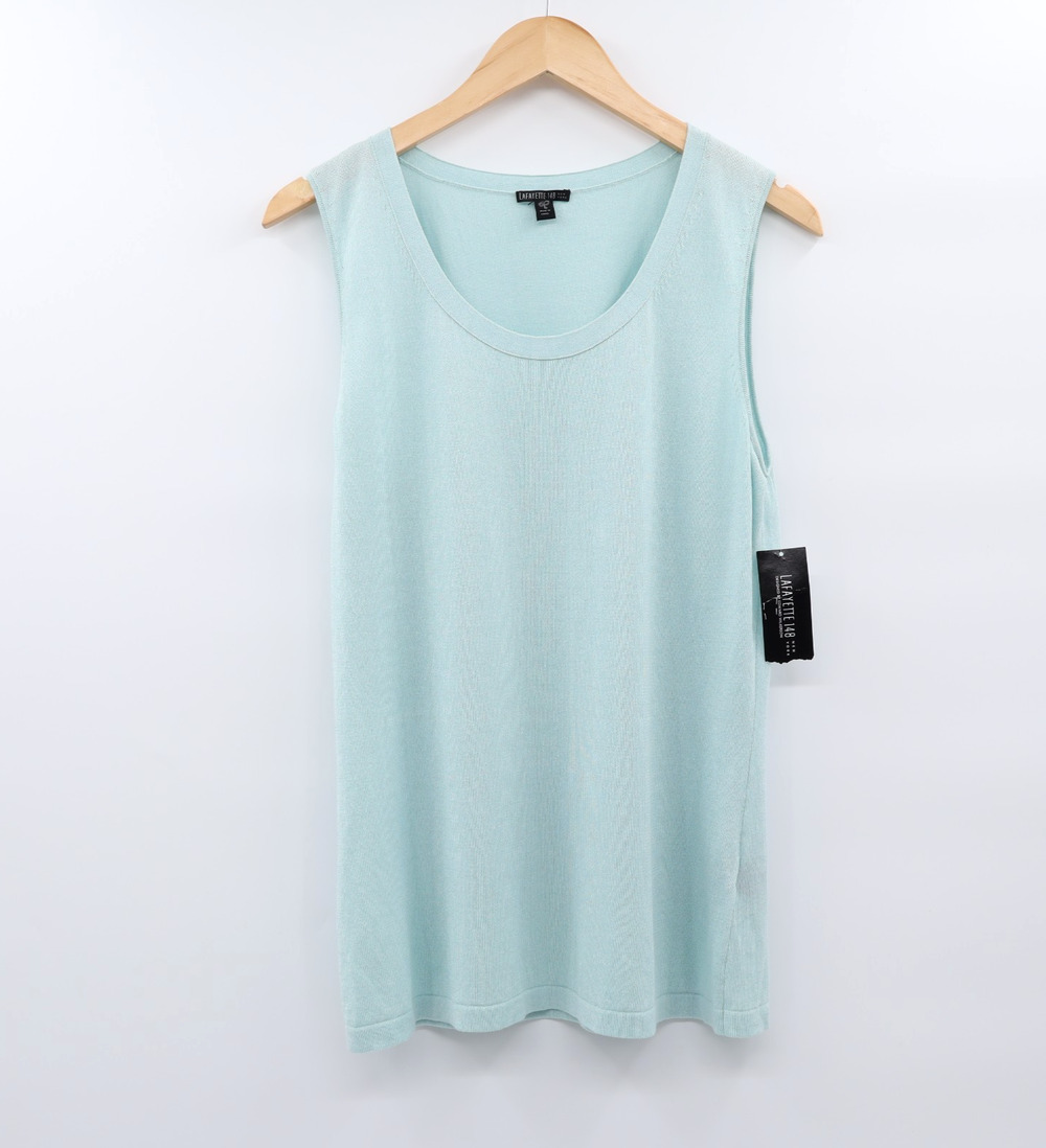 Lafayette 148 NWT Cotton Viscose Sz L Knit Tank Top Scoop Neck Sleeveless